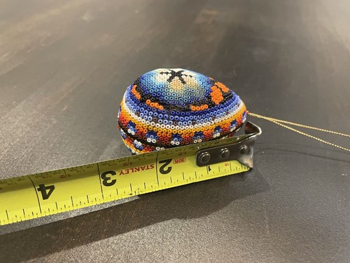 MEXICAN HUICHOL 3" Easter Egg Ornament Native Folk Art Seed Bead Mexico B75 - Picture 2 of 4