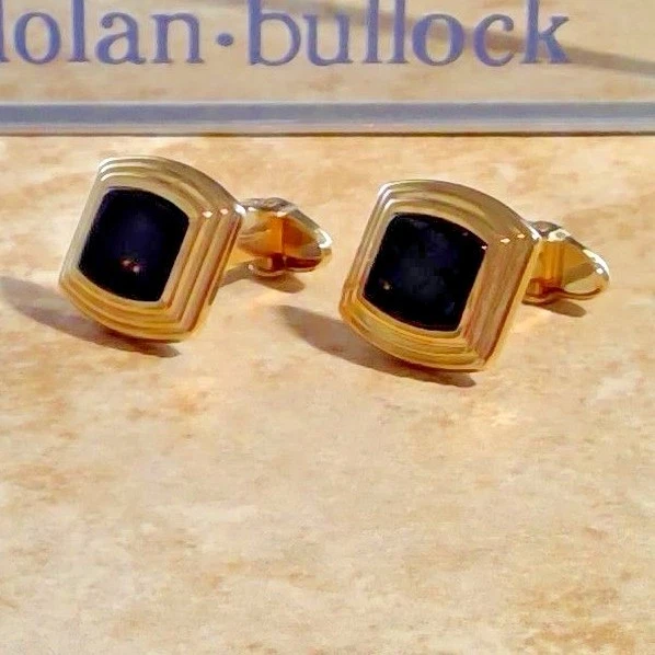 Dolan BULLOCK 14K gold & ONYX CUFFLINKS  kcl102100 usa made 9.2 g usa  - Image 4 of 4