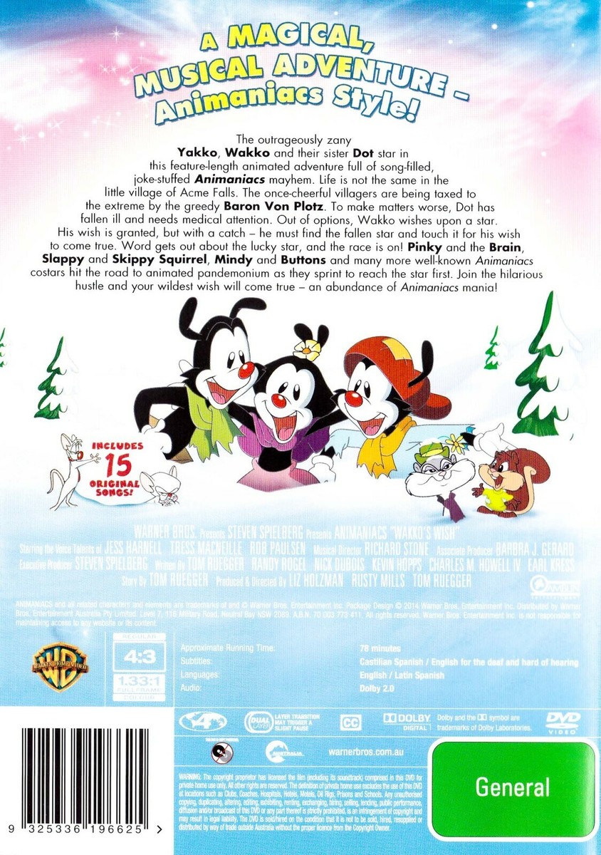 Animaniacs: Wakko's Wish DVD Family Aus Stock Disc Like New