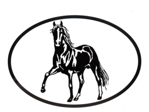 Paso Aufkleber - Pferde Pferderasse oval schwarz-weiß Fensteraufkleber - Bild 1 von 2