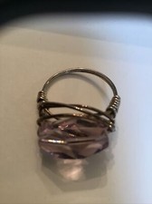 Twisted Wire Light Pink Faceted Colored Ring Size 9
