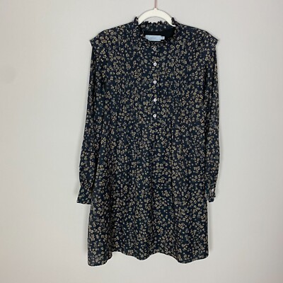 Greylin Floral Peasant Dress womens Large Black Long Sleeves Prairie Button  | eBay