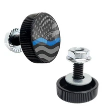 2 Police Black Thin Blue Line License Plate Frame Bolts Motorcycle Tag Fastener