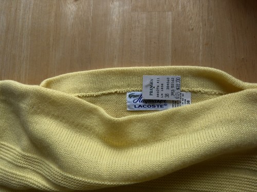 VTG NWT Haymaker Lacoste Boat Neck Sweater Women’s Yellow Sz 38 Made in USA - Picture 5 of 5