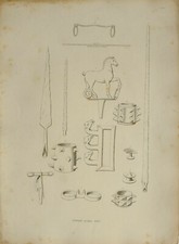 1830 ANTIQUE ARMS & ARMOUR PRINT VARIOUS ROMAN WEAPONS