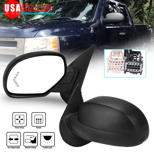 Driver Side Power Heated Tow Mirror for 07-13 Chevy Silverado Sierra 1500 2500HD