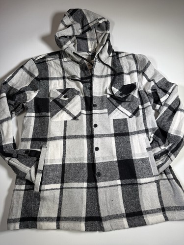 JMIERR Men’s Cotton Flannel Shirts Casual Button Down Hoodie Plaid Shirt Sz XL - Picture 2 of 13