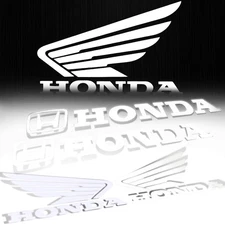 Pair Left&Right Gas Tank/Fairing Reflective Sticker+Wing Vinyl Decal Honda White