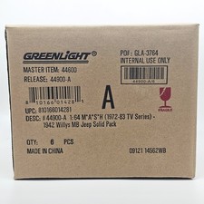 Greenlight 44900-A 1:64 Hollywood M.A.S.H. 1942 Willys MB Jeep  Sealed Case of 6