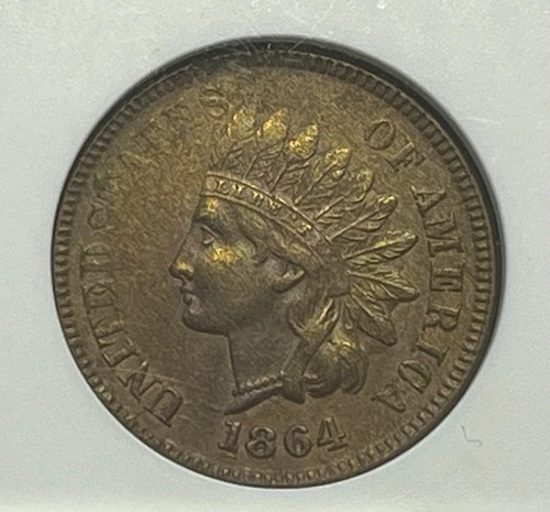 1864 With L Indian Head Cent - ANACS AU-55 Details; RPD (1864/1864); Nice Penny!
