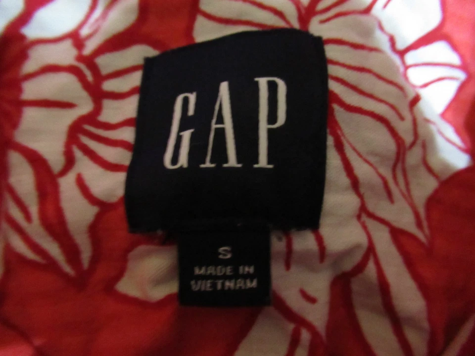 GAP Short Sleeve Floral Seersucker Button Down Shirt Mens Small Red White - Image 4 of 4