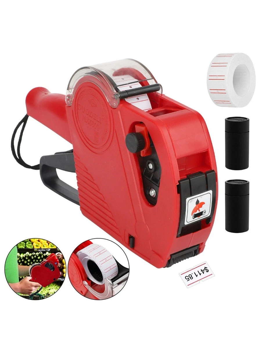 MX5500 - Pistola De Etiquetas De Precios Con 5150 Calcomanías Blancas Y 3 Rodillos De Tinta Adicionales, Pistola De Etiquetas De Precios, Pistola De Precios Minoristas De 8 Dígitos Y Etiquetas Para