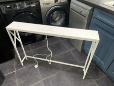White Modern Steel And Wood Slim Console Table With USB And Power Sockets