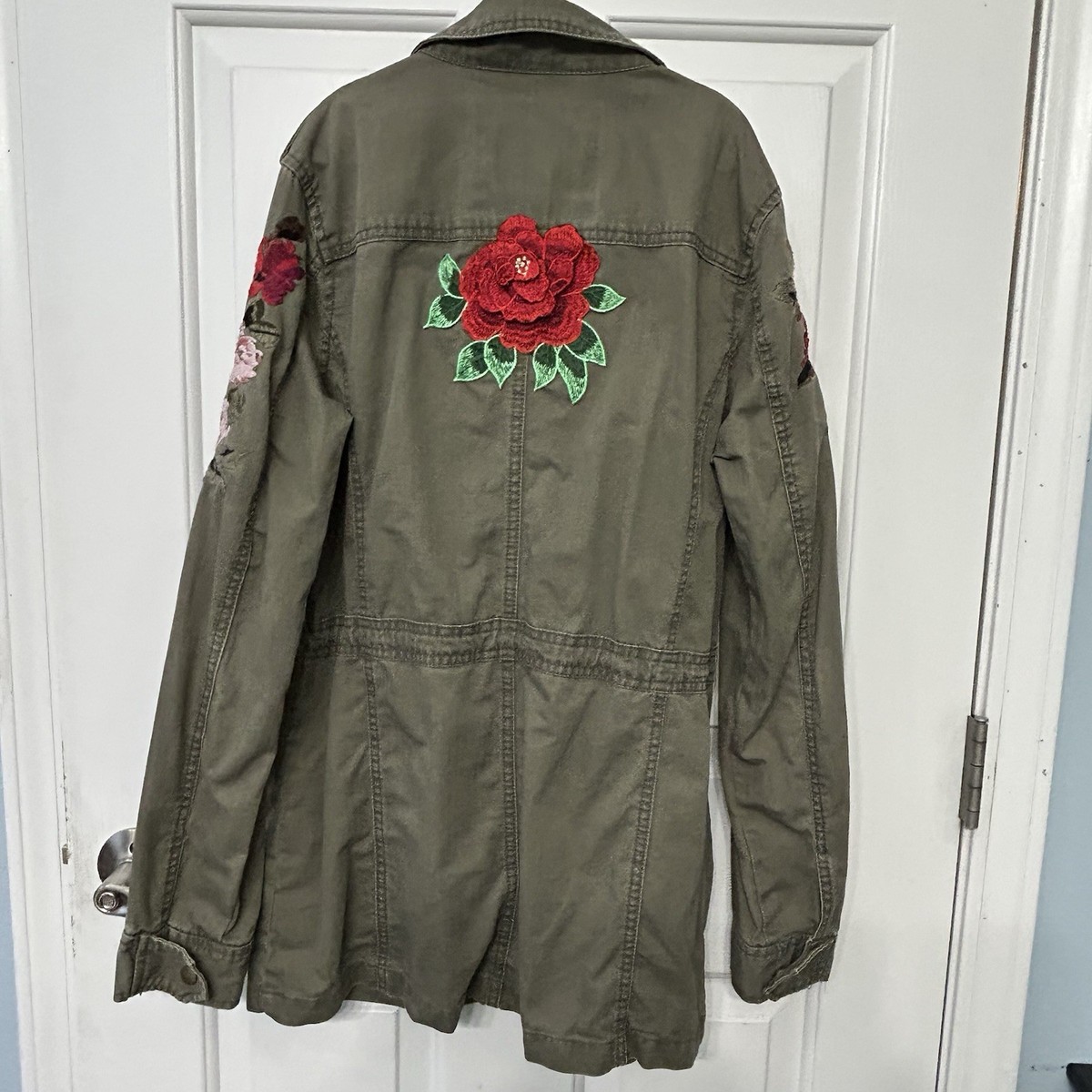 A•N•D. XS Women Green Flower Casual Jean Type Jacket View 3