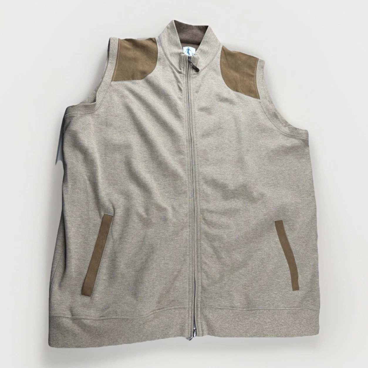 Sharp Lad Mens Golf Vest Green Brown XL Full Zip Performance Stretch