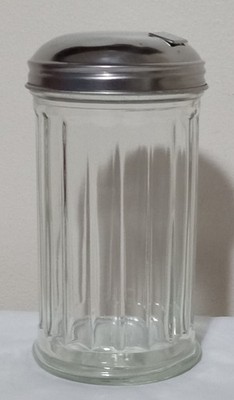 GEMCO Sugar Pourer Dispenser 28 94 USA Clear Ribbed Glass w/ Metal Screw-on Lid