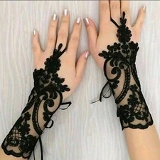 Women's Fingerless Lace Gloves Bridal Prom Wedding Costume Party