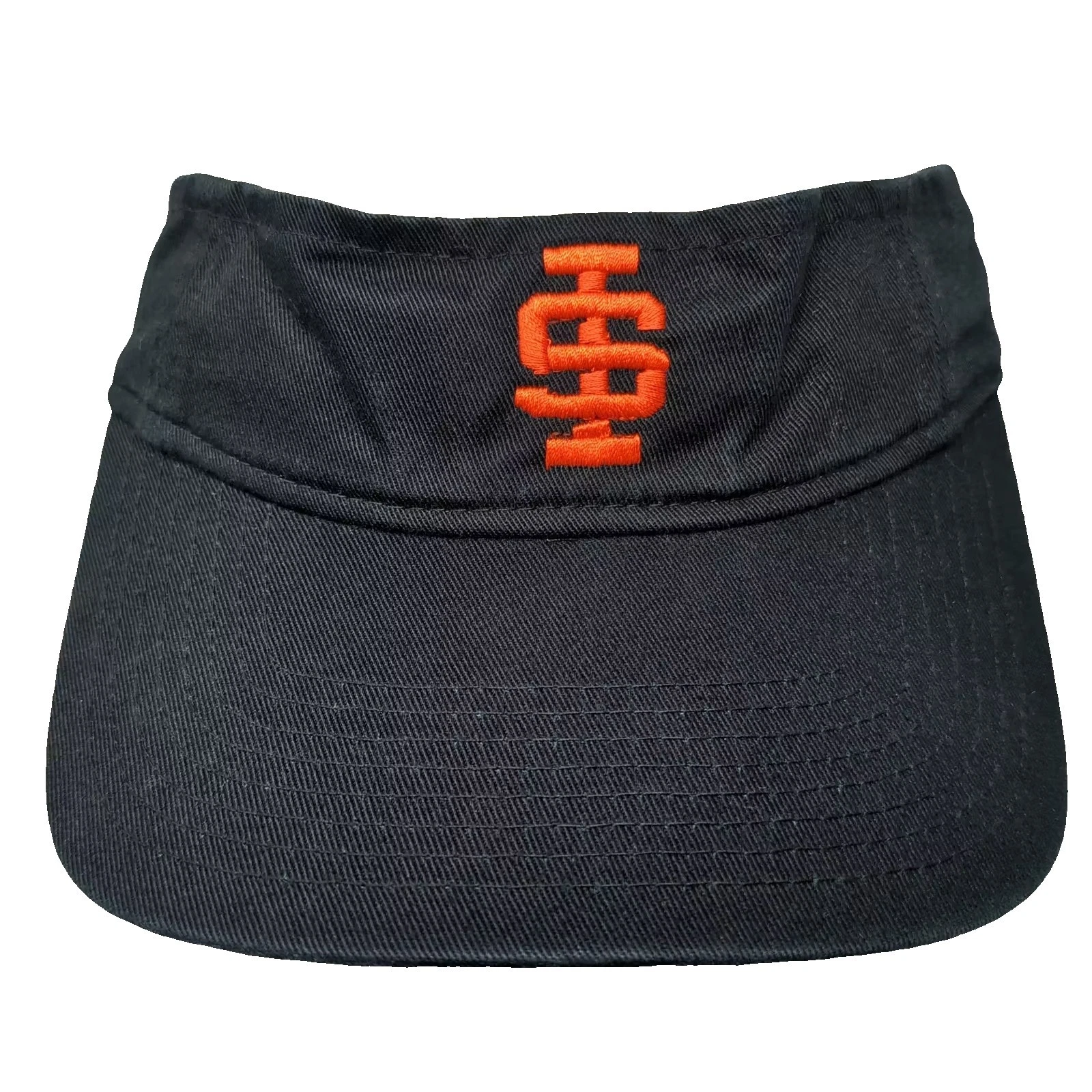 Port Authority Visor Black Orange One Size Hat Embroidered Adjustable Cotton