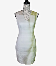 Elie Tahari "Ally" Brushstroke Sheath Dress with Perforated Mesh Trim Size 14