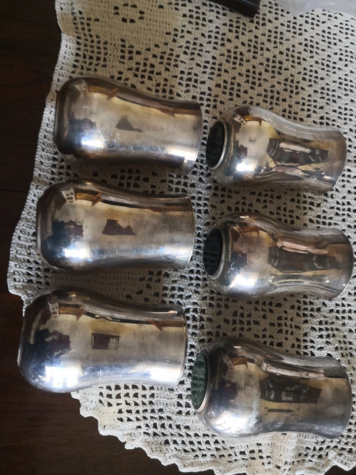 Bicchieri in Vetro Soffiato Bagno Argento Verdi E Argento . - Immagine 2 di 2