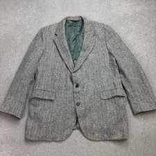 Harris Tweed Jacket Adult 44R Grey Country Hunting Outdoor Weave Blazer Mens
