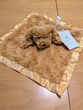 Cloud Island Golden Doodle Puppy Dog Lovey Security Blanket Brown Satin Trim