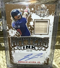 Ronald Acuña Jr. 2024 Leaf Lumber - Hitters Ink #HI-RAJ #16/25 Auto & Used Bat!!