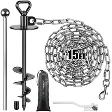 Dog Tie Out Stake Outdoor Anti-Rust Dog Anchor with Stainless Steel Dog Chain...