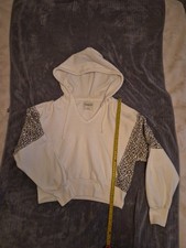 Abercrombie Fitch Hoodie Women Small White Gray Leopard Sweatshirt
