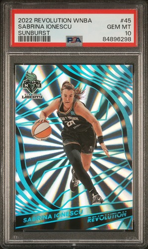 2022 Panini Revolution WNBA Sabrina Ionescu #45 SUNBURST /75 PSA 10