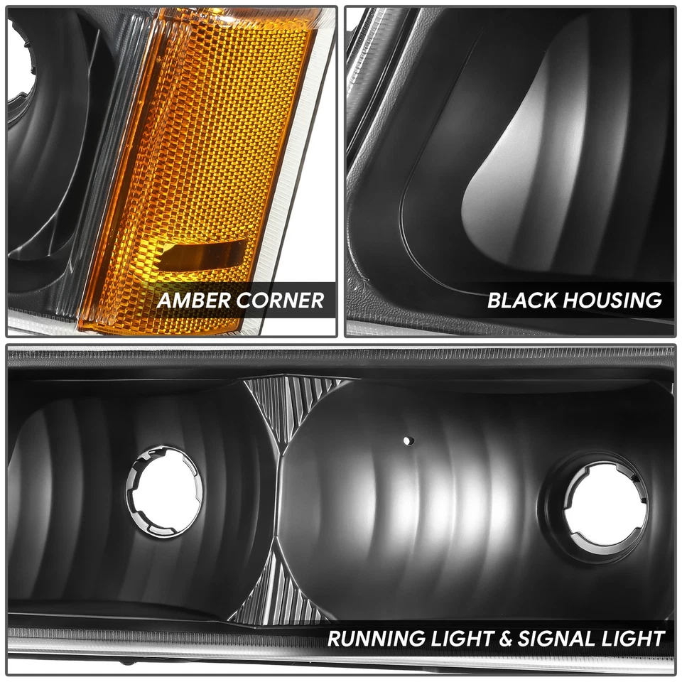 Luces de señal de parachoques negras/ámbar para Chevy Silverado Avalanche 03-06 Foto 4 de 4