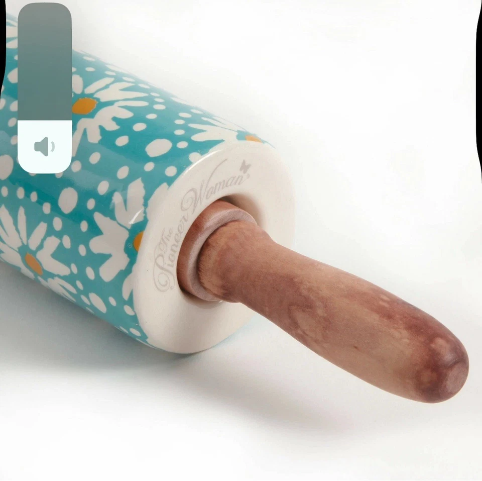 Calcomanía floral mercadillo mercadillo mujer pionera con asas de madera cerámica 18,5" Foto 3 de 4