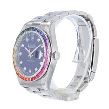 Rolex Datejust II 116334 Steel Blue Diamond Dial Rainbow Bezel 41mm Watch 3