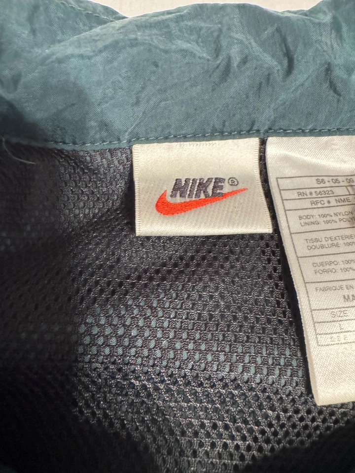 复古耐克夹克男式大号绿色黑色白色风衣 Swoosh 90 年代泰国 — 第 3/4 张图片