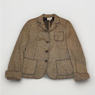 Akris Punto Bergdorf Goodman Brown Tweed Wool & Silk Blazer US 10