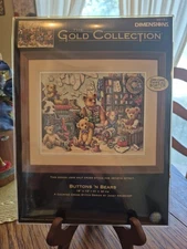 NEW Dimensions Gold Collection Buttons N Bears 35151 Cross Stitch Kit