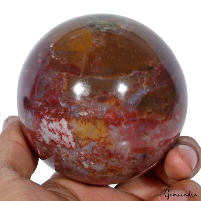 2975Ct Natural Bloodstone Jasper Healing Crystal Mineral Gem Sphere Ball W Stand