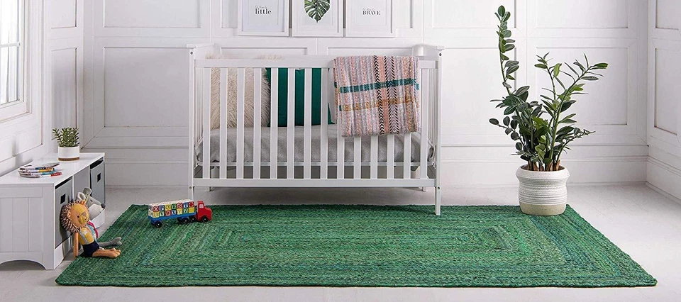 Indian Braided Natural Cotton Handmade Reversible Floor Rug Rectangle Rag Rugs - Image 3 of 4