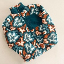 Art Class Unisex Size Large 12/14 Zip-Up High Pile Fleece Jacket Orange/Blue