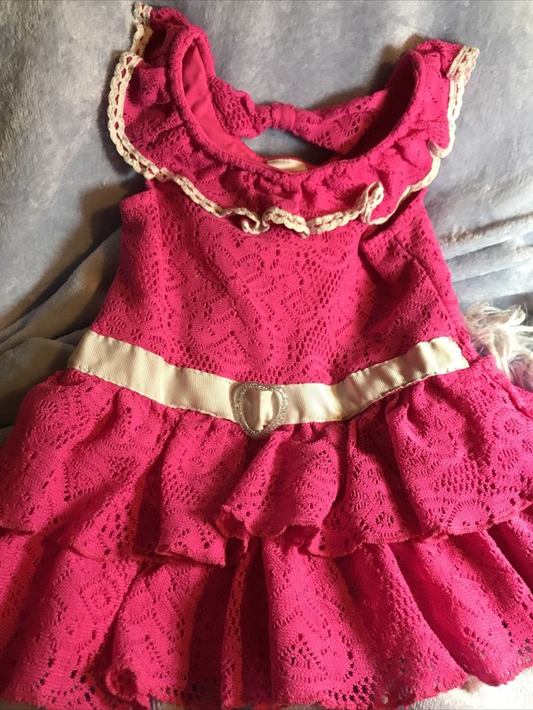 $1.00 SALE WONDER KIDS PINK LACE W/WHITE LACE TRUM DRESS 4T EUC