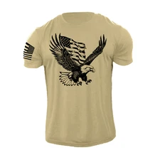New Men's Distressed USA Eagle Flag T-Shirt Patriotic American Graphic Tee