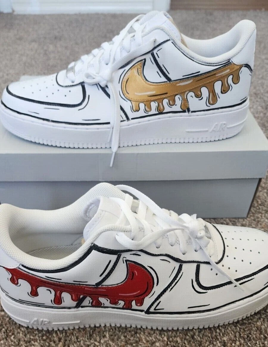 Nike air force top 1 gold outline