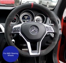 Mercedes E Klasse AMG W212 S212 Wildleder Rot Streifen Performance Lenkradbezug Mercedes E Klasse AMG W212 S212 Wildleder Rot Streifen Performance Lenkradbezug