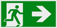 Emergency exit right 150 x 300 mm afterglow Warning- description- and prohibitio