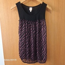 Mujer Rue 21 Bebé Muñeca Top Talla Grande 100% Poliéster Púrpura y Negro Rayas Cebra