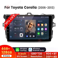 8Core 6+128GB Android 13 Carplay Stereo Radio GPS WIFI For Toyota Corolla 06-13