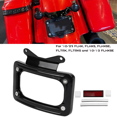 Hard Case Performance メーター移設プラグプレートFXLRS Black License Plate Frame Bracket For Harley Road Glide Special