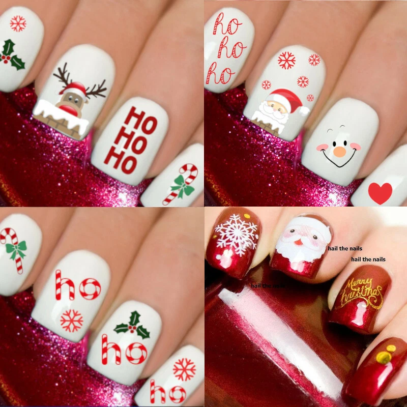 Christmas Snow Rudolf Santa Nail Nails Art Decals Stickers Decals