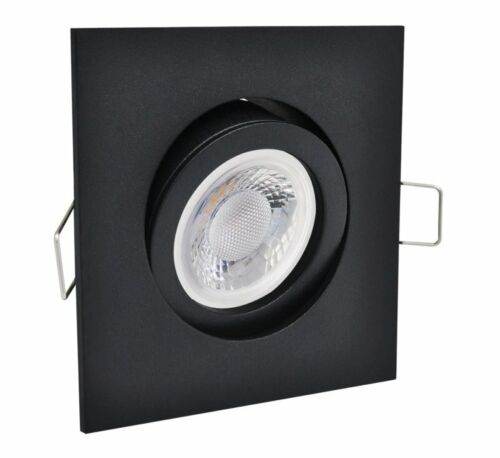 LED Einbaustrahler 5W SMD GU10 + Einbaurahmen schwarz Eckig schwenkbar Klick - Bild 1 von 5