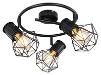 Globo Priska Deckenleuchte Deckenlampe Metall Schwarz 3-Flammig